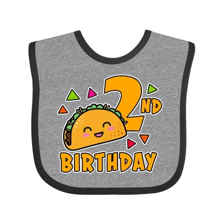 

Inktastic 2nd Birthday with Taco and Confetti Gift Baby Boy or Baby Girl Bib