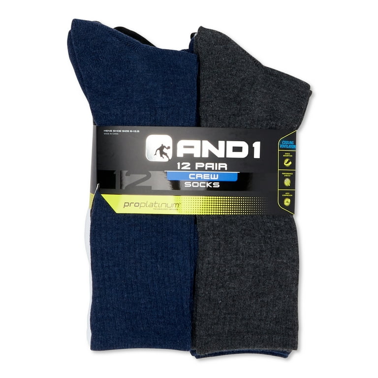 AND1 Men's Cushion Crew Sock, 12 Pack - Walmart.com AND1 Men's Cushion Crew Sock, 12 Pack - Walmart.com