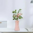 thumbnail image 5 of Modern Plastic Flower Vase - White & Pink Small Decorative Vase for Home, Bookshelf, Mantel, Table - 4.53x2.44x2.44in - Great for Weddings, Housewarming Gifts, 5 of 6