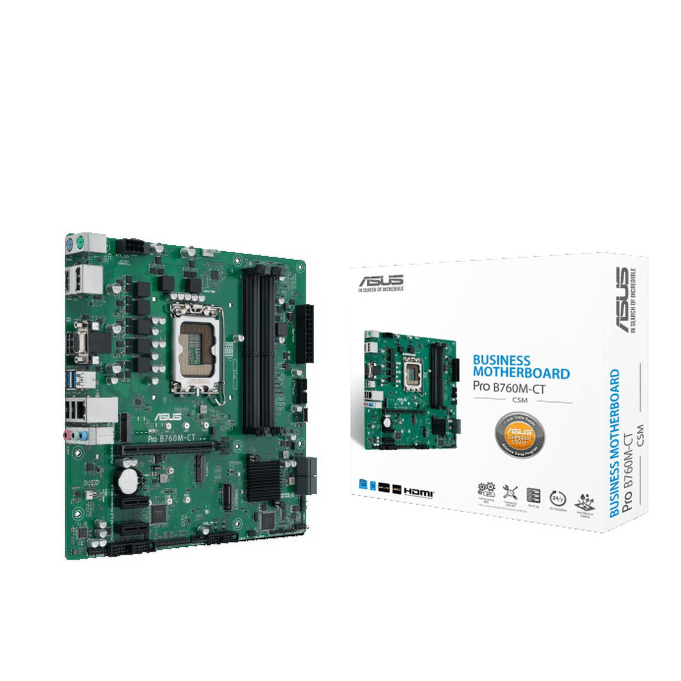 Asus Pro B760M-CT-CSM Industrial Motherboard, Intel B760 Chipset, Socket LGA-1700, Micro ATX
