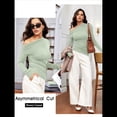 thumbnail image 4 of Blusas de Mujer con Hombros Descubiertos, Elegantes, de Larga, Asimétricas, Ajustadas, para Salir, de Otoño, con Frunces. Verde L, 4 of 8