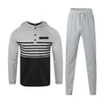 thumbnail image 5 of Blekii Men's Waffle Knit Lounge Set, Long Sleeve Henley Top & Pants, Textured Breathable Two-Piece, Casual Matching Home Outfit, Soft Comfy Set for Men, Relaxed Weekend Wear, Dark Gray Xl, 5 of 6