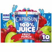 Capri Sun 100% Juice Fruit Punch Naturally Flavored Juice Box Pouches 10 ct - Pack of 2