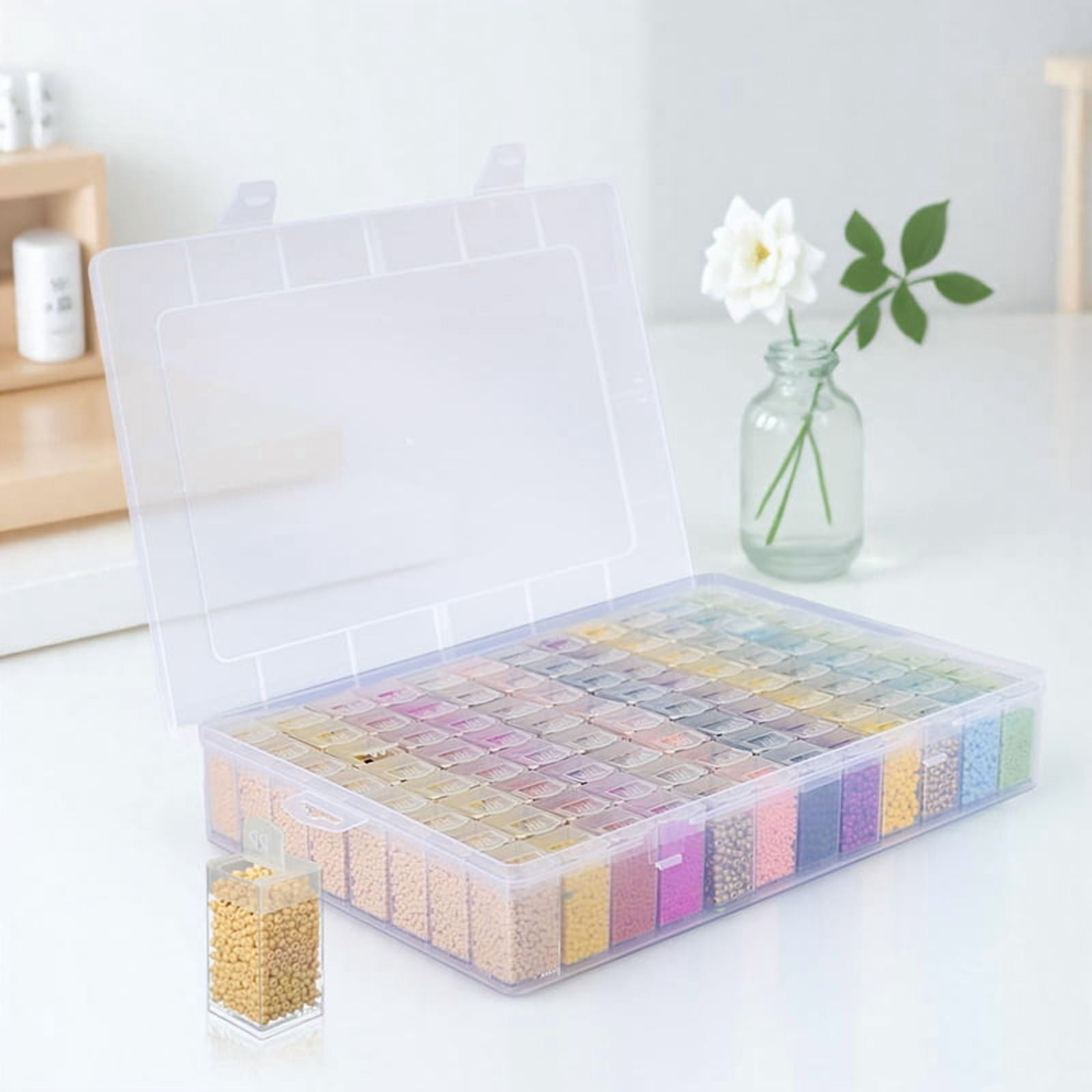 Transparent Large Capacity Storage Containers,96 Grid Craft Organizers and Storage, Suitable for Nail Art,Necklaces,Bead