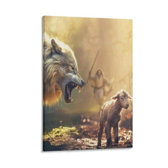 Jesus Saves The Lamb Christian Wall Decor Art Lord Is My Savior Canvas Painting Posters Wall Art Painting Canvas Gift Living Room Prints Bedroom Decor Poster Artworks 16x24inch(40x60cm)