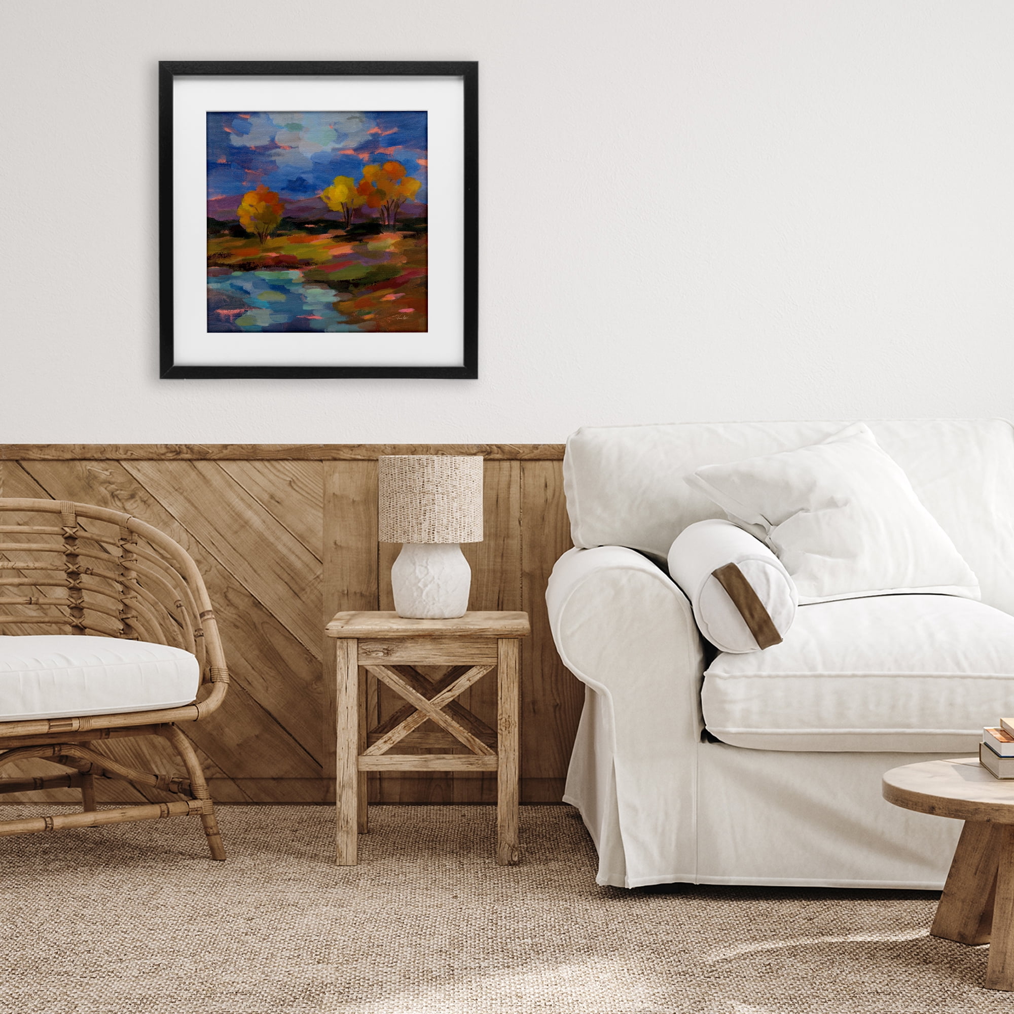 Stupell Industries October Glow Lakeside Reflection Black Framed Print Under Glass, design by Silvia Vassileva