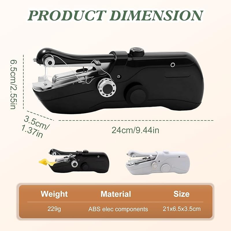 Portable Handheld Sewing Machine, Mini Sewing Machines for Clothes,Fabrics,DIY Home Travel, DIY Projects at Home or Travel, Quick Stitching with Accessory Kit (Battery Black)