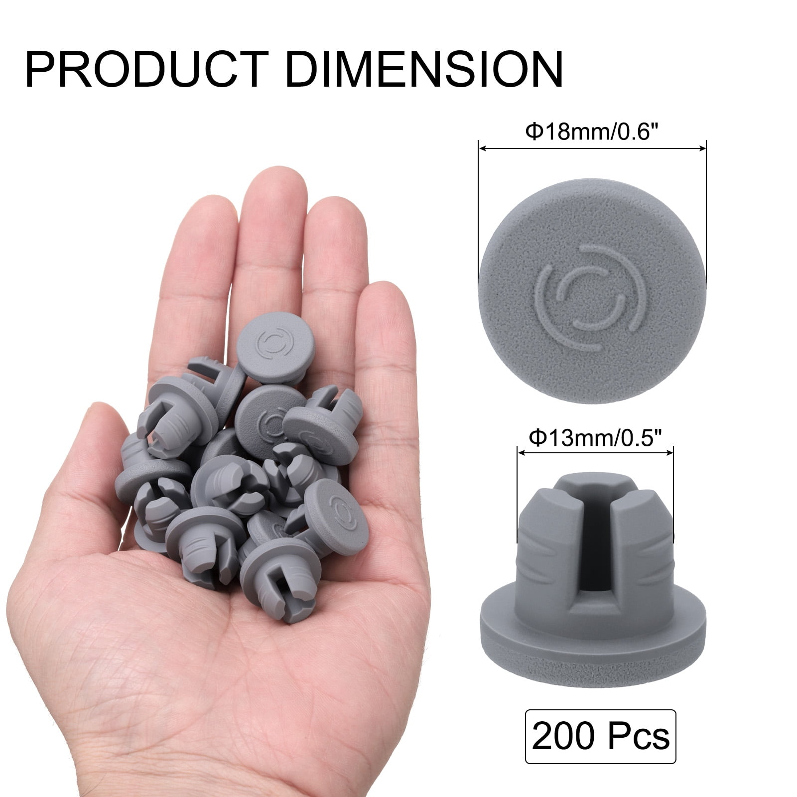 Unique Bargains Vials Rubber Stoppers Three Legs Butyl Bottle Injection 200pcs Gray