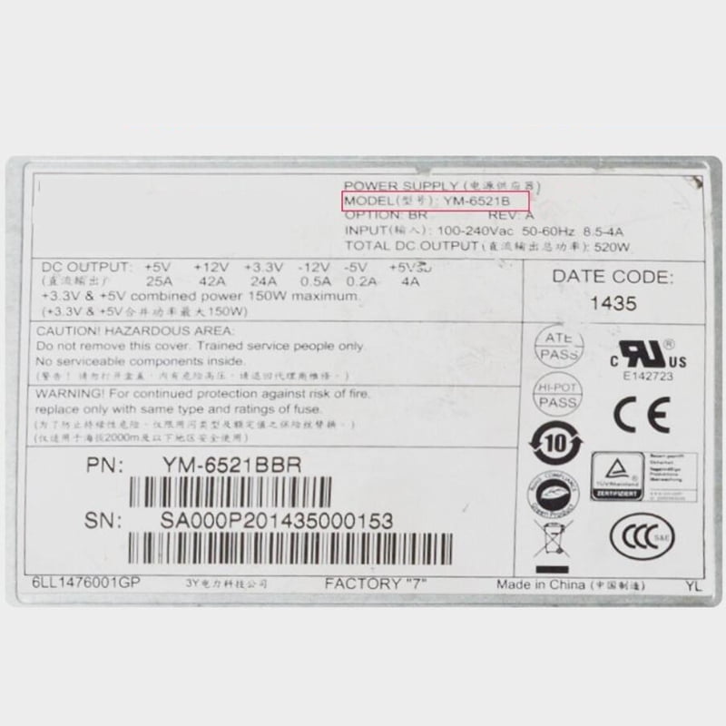 New Original PSU For 3Y 520W Switching Power Supply YM-6521B