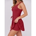 thumbnail image 3 of Vestido de tenis Caracilia Workout con bolsillos cortos rojo para mujer, 3 of 8