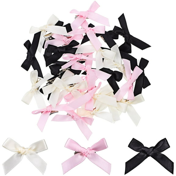 GAXIRE 30 Pcs Assorted Color Fabric Bow Hairpins Bow Barrettes for Women Girls Hair Accessories