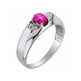 thumbnail image 3 of Rylos 14K White Gold Classic 6X4MM Oval Star Ruby & Diamond Ring - Birthstone Jewelry for Men -Size 8, 3 of 6