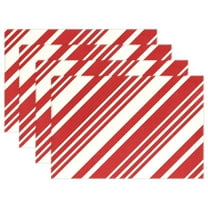 Christmas Red White Stripes Placemats Set of 4 Dining Table Mat Linen Rectangular 12"x18" Washable for Dining Kitchen Party