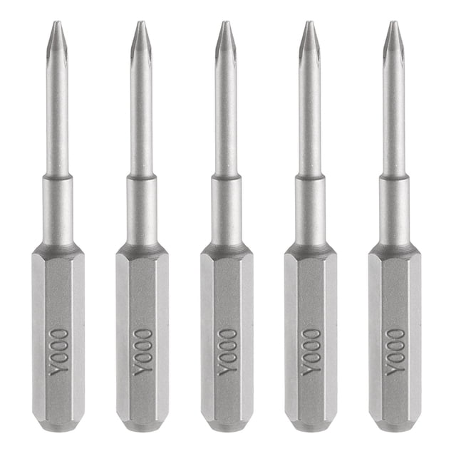 Uxcell 5 piezas Y000 destornillador de punta en triángulo 5/32" vástago hexagonal 35mm/1.38 longitud magnético cabeza en forma de Y de 3 puntos bits hexagonales S2 acero destornillador
