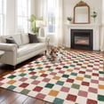 thumbnail image 2 of Large Area Rugs for Living Room Bedroom, Colorful Checkered 8'x10' Rug Washable Carpet Runner Indoor Outdoor, Vintage Plaid Grid Geometric Beige Non Slip Floor Mats Rug for Kitchen, Patio, 2 of 8
