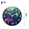 thumbnail image 2 of 16 Inch Wall Clock Battery Operated Silent Clock Decorative for Office, Kitchen, Outdoor, Living Room，Green Violet Hummingbird in Purple Flower Bird Floral Print Style, 2 of 4