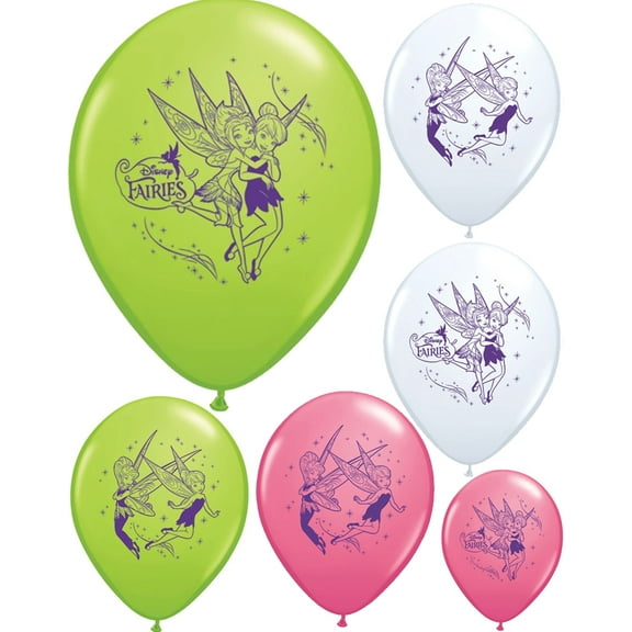 12 inch Qualatex Tinker Bell & Disney Fairies (6 Pk) Latex Balloons (6 Pack) - Party Supplies Decorations