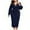 Navy, variant on Women Plus Size Long Sleeve Belted Elegant Dresses Sexy V Neck Wrap Pure Color Split Party Cocktail Bodycon Midi Long Dress Black XXXXL