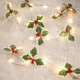 thumbnail image 2 of AYktou 6.6 Ft Christmas LED Light, Simulation Leaves Red Berries Vines Christmas Garlands String Lights, 20 LED Bulbs Night Lamp for Christmas Birthday Room Courtyard Indoor & Outdoor Decor, 2 of 6
