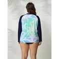 thumbnail image 6 of Alove Women's Color Blocked Plus Size Swimsuit Zipper Front Swimwear UPF 50+, 6 of 7