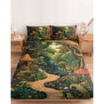 thumbnail image 2 of Twin Sze Fitted Sheet Set - Forest 2 Piece Bedding Sets 16" Deep Pocket Fitted Sheet with 1 Pillowcase, Vintage Cottage Mushroom Tree Floral Green Brushed Microfiber Hotel Luxury Bed Sheets, 2 of 9