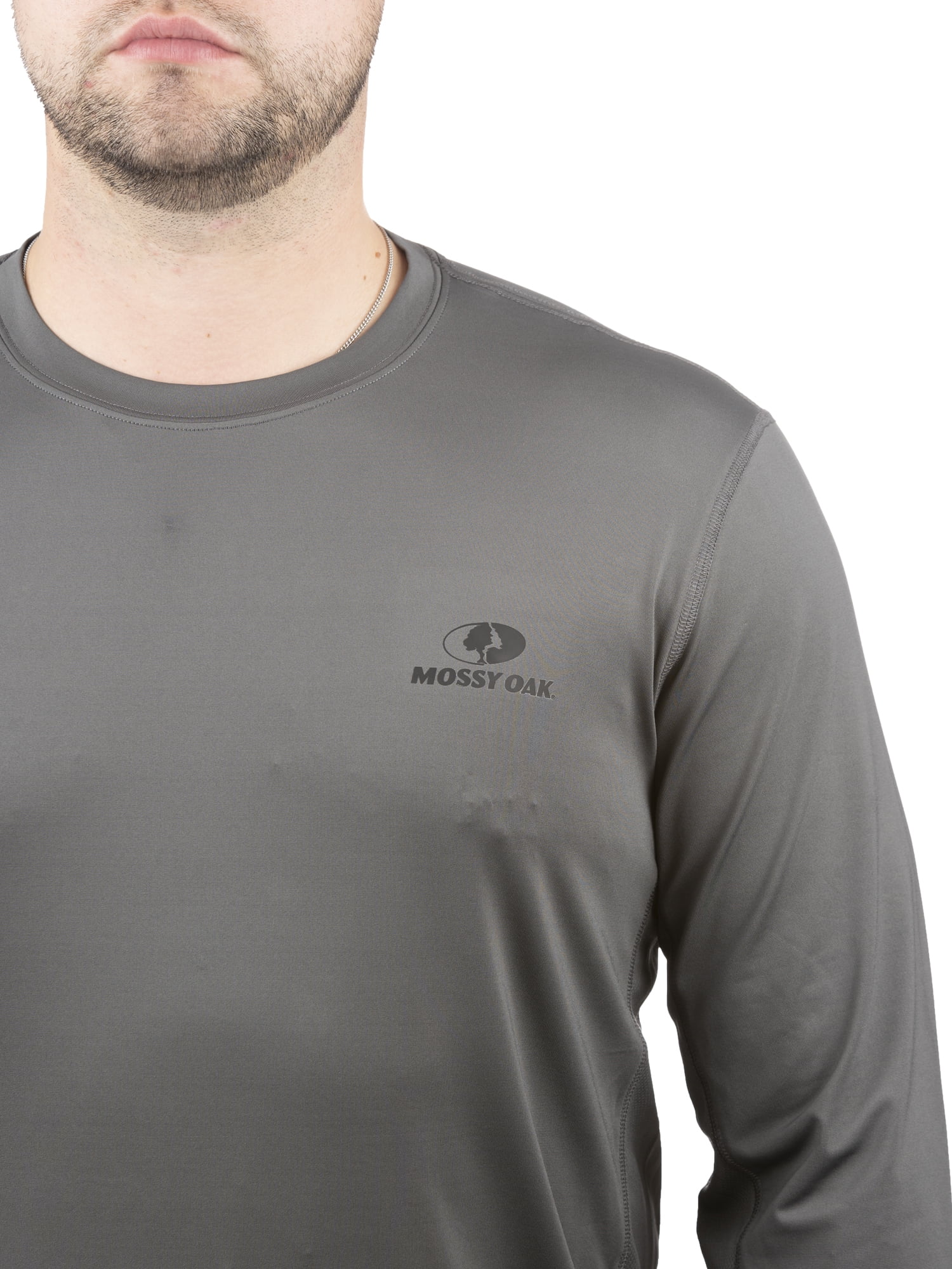 Mossy Oak Men's Charcoal Long Sleeve Performance Hunting Tee Shirt, Up to 3XL