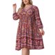 thumbnail image 4 of Vestido de verano de talla grande Agnes Orinda para mujeres, casual, bohemio, floral, con cuello en V, manga 3/4, midi, corto, vestido de playa 2X amarillo rosa, 4 of 6