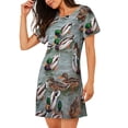 thumbnail image 2 of Yiaed Mallard Ducks Swimming Print Women's Loose-Fit Short Sleeve Nightgown, Soft and Comfortable Sleep Dress for Relaxation and Sleepwear, 2 of 6