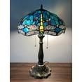 thumbnail image 2 of Enjoy Tiffany-Style Table Lamp Dragonfly Green Blue Stained Glass Vintage For Living Room Bedroom Bedside  24"H*16"W, 2 of 4
