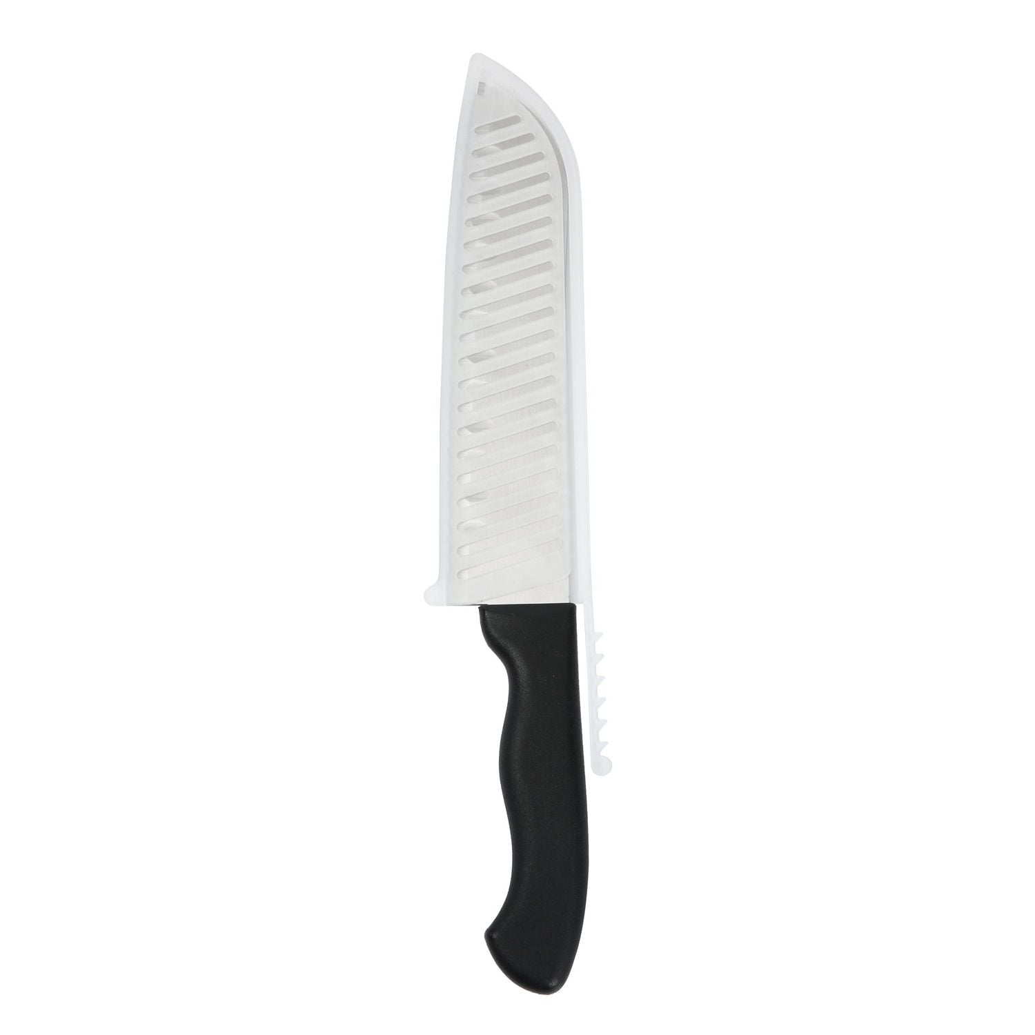 Mainstays 7" Stainless Steel Santoku Kitchen Knife Black with Sheath