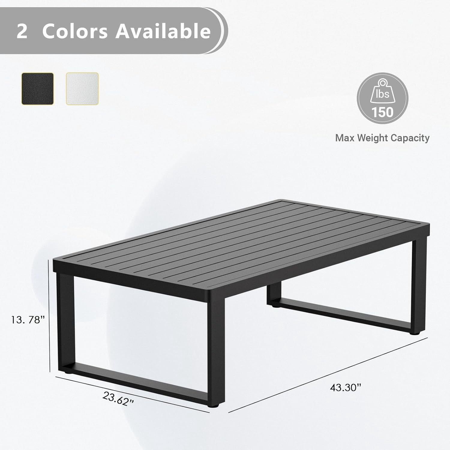 YOEEMZ Aluminum Outdoor Patio Coffee Table for Deck, and Poolside (Black, All-Aluminum)