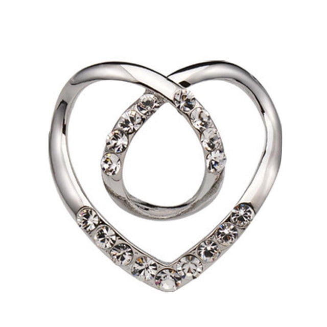 CAIROYAR Camiseta con broche de bufanda con forma de corazón y diamantes de imitación de metal para mujer