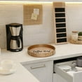 thumbnail image 7 of Elegant Designs 13.75" Decorative Round Wood Serving Tray with Handles, "Coffee Bar", Natural Wood, 7 of 7