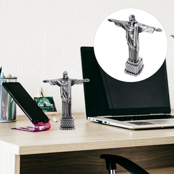 UPOUART 1Set Desktop Alloy Jesus Statue Craft Statue for Families 11.8x5.9x2.2in