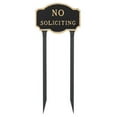 thumbnail image 2 of 10" x 15" Standard Montague No Soliciting Statement Plaque Sign with Lawn Stakes - Black/Gold, 2 of 2