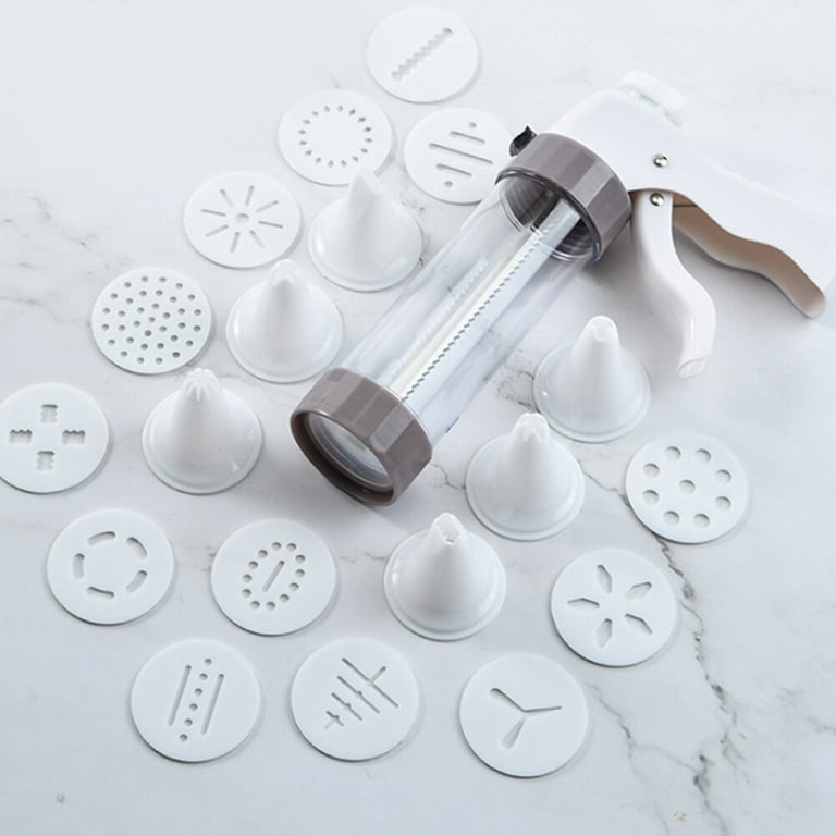 Suuker Cookie Press, Cookie Press Gun Aluminum Alloy with 4 Piping Tips and  20 Cookie Discs, Cookie Maker Machine, Cookie Press Baking