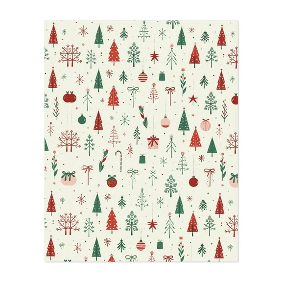 Scandinavian Holiday Forest - India Digital Art Winter Pattern Whimsical Floral Botanical Unframed Wall Art Print 8 x 10 inches