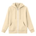 thumbnail image 4 of CAIVO Sweatshirts Women Zip Up Hoodie Soft Comfort Adjustable Drawstring Front Pocket Solid Color Raglan Seam Full Zip Hooded Jacket Basic Minimalist Daily Streetwear Breathable Long Sleeve Tops, 4 of 4
