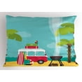 thumbnail image 1 of Explore Pillow Sham Caravan Camping with Barbeque and Surf Boards Tropical Beach Banana Coconut Trees, Decorative Standard Queen Size Printed Pillowcase, 30 X 20 Inches, Multicolor, by Ambesonne, 1 of 2