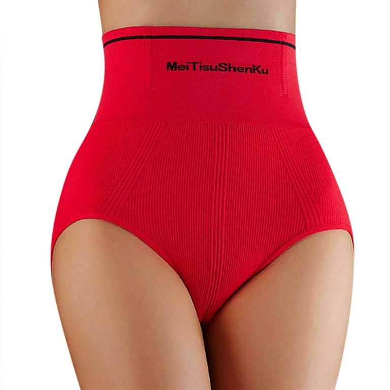 Womens Shapewear High Waist Abdominal Lifting Bundle Waist Summer Thin  Stomach Constricting Briefs Shaping Pants Red L