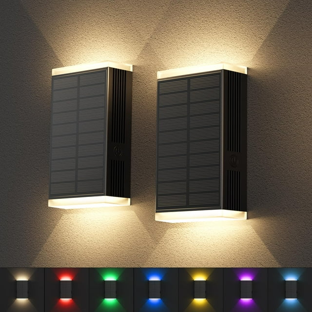 Lámparas solares de pared UGDLUCK RGB blanco cálido 8 modos IP67