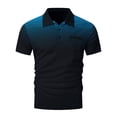 thumbnail image 4 of Penkiiy T-Shirts à Pois Dégradés pour Hommes Col Rabattu Bouton Sport Manches Courtes Col Rabattu Mode Décontractée 3TG Marine, 4 of 5