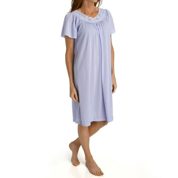 Women's Shadowline 36280 Petals Short Sleeve Gown (Periwinkle M)