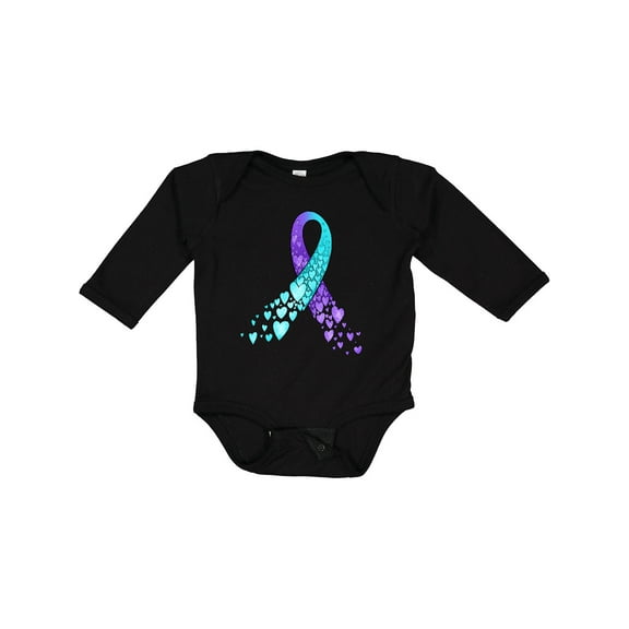 Inktastic Suicide Prevention Ribbon with Blue and Purple Hearts Boys or Girls Long Sleeve Baby Bodysuit