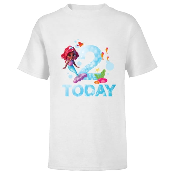 Disney Junior’s Ariel Second Birthday 2 Years Old Today - Short Sleeve T-Shirt for Kids - Customized-White