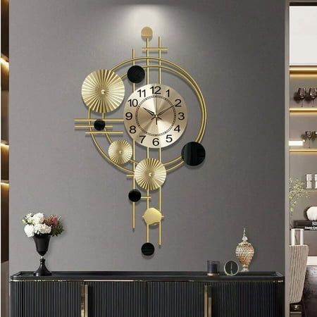 30.7×17.7 Inch Creative 3D Metal Decorative Wall Clock - Silent No-Ticking Modern Art Clock for Living Room & Bedroom Wall Decor