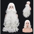 thumbnail image 1 of Pelucas navideñas de Papá Noel con cabello largo y rizado blanco Pelucas con barba de Papá Noel de estilo europeo y americano, 1 of 5