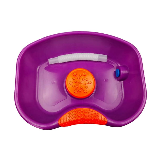 Lavabo de cabecera para champú, lavabo para lavar el cabello, bandeja de lavado reutilizable con manguera de 70cm para sala de estar, salón, abuela, Violeta