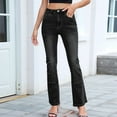 thumbnail image 4 of Women'S Flare Jeans High Waisted Slim Fit Denim Trousers Casual Solid Straight Leg Denim Pants with Pockets Black M, 4 of 9