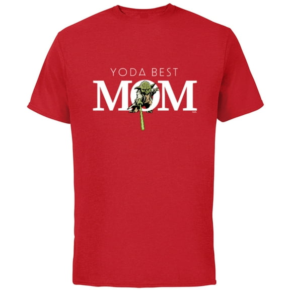 Star Wars Yoda Best Mom Lightsaber Mother’s Day Gift - Short Sleeve Cotton T-Shirt for Adults - Customized-Red